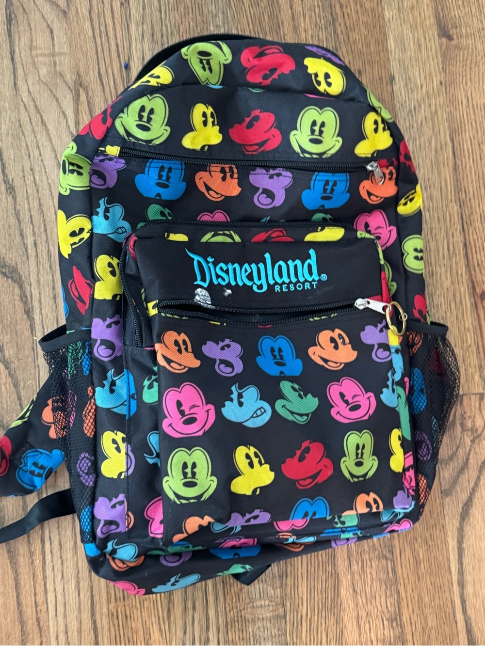 Disneyland Resort Black Backpack with Multicolor Mickey Faces